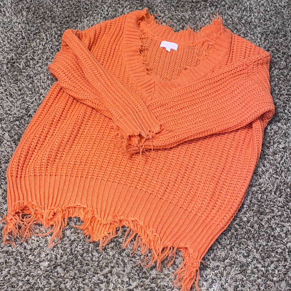 Pink Lily Commitment to Cool Coral Sweater